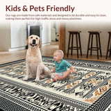Ultra Soft Area Rug, Non Slip, Stain Resistant, Washable Area Rugs for Living Room, Bedroom, Cozy Ethnic Inspired Floor Decor(Brown)