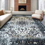 Ultra Soft Area Rug, Non Slip, Stain Resistant, Washable Area Rugs for Living Room, Bedroom, Contemporary Low-Contrast Trellis Style(Gray)