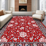 Ultra Soft Area Rug, Non Slip, Stain Resistant, Washable Area Rugs for Living Room, Bedroom, Playful Textured Flower Style(Red)