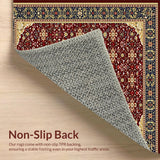 Ultra Soft Area Rug, Non Slip, Stain Resistant, Washable Area Rugs for Living Room, Bedroom, Vintage Geometric(Red)
