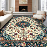 Ultra Soft Area Rug, Non Slip, Stain Resistant, Washable Area Rugs for Living Room, Bedroom, Soft Earthy Paisley Aesthetic(Ivory)