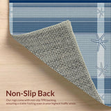 Ultra Soft Area Rug, Non Slip, Stain Resistant, Washable Area Rugs for Living Room, Bedroom, Modern Linear Nautical Design(Blue)