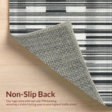Ultra Soft Area Rug, Non Slip, Stain Resistant, Washable Area Rugs for Living Room, Bedroom, Contemporary Black and White Striped Outdoor Area Rug(Gray)