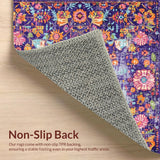 Ultra Soft Area Rug, Non Slip, Stain Resistant, Washable Area Rugs for Living Room, Bedroom, Playful Vintage Trellis Effect(Purple)