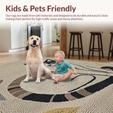 Ultra Soft Area Rug, Non Slip, Stain Resistant, Washable Area Rugs for Living Room, Bedroom, Playful Vintage Cat Illustration(Beige)