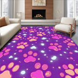 Ultra Soft Area Rug, Non Slip, Stain Resistant, Washable Area Rugs for Living Room, Bedroom, Fun and Lively Paw Pattern Aesthetic(Purple)