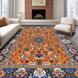 Ultra Soft Area Rug, Non Slip, Stain Resistant, Washable Area Rugs for Living Room, Bedroom, Elegant Earthy Toned Imagery(Orange)
