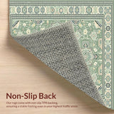Ultra Soft Area Rug, Non Slip, Stain Resistant, Washable Area Rugs for Living Room, Bedroom, Rustic Soft Sage Floral Design(Green)