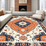 Ultra Soft Area Rug, Non Slip, Stain Resistant, Washable Area Rugs for Living Room, Bedroom, Whimsical Multi-Toned Botanical Pattern(Orange)