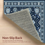 Ultra Soft Area Rug, Non Slip, Stain Resistant, Washable Area Rugs for Living Room, Bedroom, Chic Ivory and Blue Trellis Design(Blue)