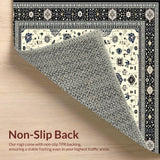Ultra Soft Area Rug, Non Slip, Stain Resistant, Washable Area Rugs for Living Room, Bedroom, Rustic Neutral Tone Floral Pattern(White)