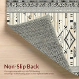 Ultra Soft Area Rug, Non Slip, Stain Resistant, Washable Area Rugs for Living Room, Bedroom, Black and Beige With Interlocking Tribal Lines(Beige)