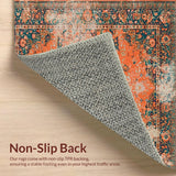 Ultra Soft Area Rug, Non Slip, Stain Resistant, Washable Area Rugs for Living Room, Bedroom, Stylish Rustic Tiled Motif(Orange)