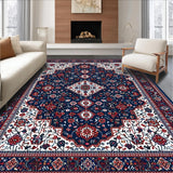Ultra Soft Area Rug, Non Slip, Stain Resistant, Washable Area Rugs for Living Room, Bedroom, Vibrant Trellis Motif in Blue(Blue)