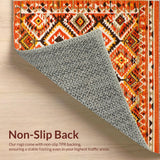 Ultra Soft Area Rug, Non Slip, Stain Resistant, Washable Area Rugs for Living Room, Bedroom, Modern Earthy Geometric Feel(Orange)