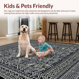 Ultra Soft Area Rug, Non Slip, Stain Resistant, Washable Area Rugs for Living Room, Bedroom, Rustic Ogee Design with Warm Tones(Black)