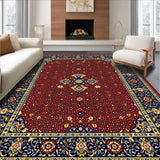 Ultra Soft Area Rug, Non Slip, Stain Resistant, Washable Area Rugs for Living Room, Bedroom, Vintage Inspired Blue and Red Area(Red)
