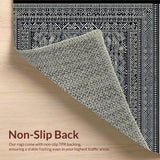 Ultra Soft Area Rug, Non Slip, Stain Resistant, Washable Area Rugs for Living Room, Bedroom, Rustic Ogee Design with Warm Tones(Black)
