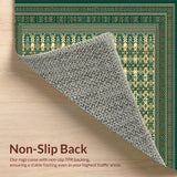 Ultra Soft Area Rug, Non Slip, Stain Resistant, Washable Area Rugs for Living Room, Bedroom, Boho Geometric Area for Foyer(Green)