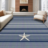 Ultra Soft Area Rug, Non Slip, Stain Resistant, Washable Area Rugs for Living Room, Bedroom, Artful Coastal Themed Composition(Blue)