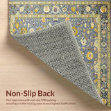 Ultra Soft Area Rug, Non Slip, Stain Resistant, Washable Area Rugs for Living Room, Bedroom, Rustic Sky-Toned Medallion Motif(Gray)