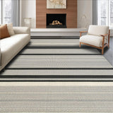 Ultra Soft Area Rug, Non Slip, Stain Resistant, Washable Area Rugs for Living Room, Bedroom, Elegant Earthy Toned Linear Motif(Gray)