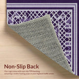 Ultra Soft Area Rug, Non Slip, Stain Resistant, Washable Area Rugs for Living Room, Bedroom, Contemporary Checked Visual Harmony(Purple)