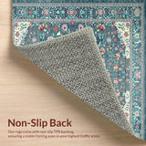 Ultra Soft Area Rug, Non Slip, Stain Resistant, Washable Area Rugs for Living Room, Bedroom, Vibrant Teal Botanical Harmony(Blue)