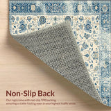 Beige Blue Area Vintage Farmhouse(Beige)