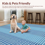 Ultra Soft Area Rug, Non Slip, Stain Resistant, Washable Area Rugs for Living Room, Bedroom, Trendy Tiled Earthy Elegance(Blue)