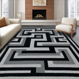Ultra Soft Area Rug, Non Slip, Stain Resistant, Washable Area Rugs for Living Room, Bedroom, Classic Black Stair Treads for Modern Decor(Black)