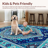 Ethnic Symbolic Patterned Floor Covering(Blue)