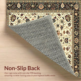 Ultra Soft Area Rug, Non Slip, Stain Resistant, Washable Area Rugs for Living Room, Bedroom, Stylish Round with Ornamental Floral Medallions(Beige)