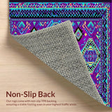 Ultra Soft Area Rug, Non Slip, Stain Resistant, Washable Area Rugs for Living Room, Bedroom, Charming Vibrant Folk Design(Purple)