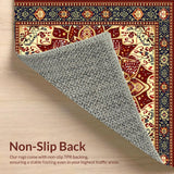Ultra Soft Area Rug, Non Slip, Stain Resistant, Washable Area Rugs for Living Room, Bedroom, Scandinavian Floral Bohemian(Red)