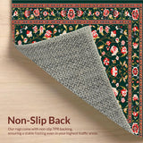 Ultra Soft Area Rug, Non Slip, Stain Resistant, Washable Area Rugs for Living Room, Bedroom, Rustic Faded Ornate Pattern(Green)