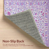 Ultra Soft Area Rug, Non Slip, Stain Resistant, Washable Area Rugs for Living Room, Bedroom, Lush Retro Flower Aesthetic(Purple)