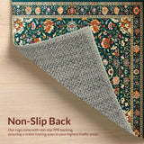 Ultra Soft Area Rug, Non Slip, Stain Resistant, Washable Area Rugs for Living Room, Bedroom, Chic Contemporary Leaf Motif(Green)