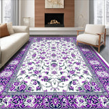 Ultra Soft Area Rug, Non Slip, Stain Resistant, Washable Area Rugs for Living Room, Bedroom, Rustic Green Blooming Design(White)