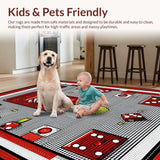 Ultra Soft Area Rug, Non Slip, Stain Resistant, Washable Area Rugs for Living Room, Bedroom, Sleek Monochrome Decorative Piece(Red)