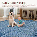 Ultra Soft Area Rug, Non Slip, Stain Resistant, Washable Area Rugs for Living Room, Bedroom, Scalloped Bow Bath Mat(Blue)