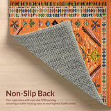 Ultra Soft Area Rug, Non Slip, Stain Resistant, Washable Area Rugs for Living Room, Bedroom, Bold Oceanic Wave Motif(Orange)
