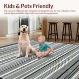 Ultra Soft Area Rug, Non Slip, Stain Resistant, Washable Area Rugs for Living Room, Bedroom, Luxe Classic Contrast Design(Black)