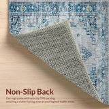 Ultra Soft Area Rug, Non Slip, Stain Resistant, Washable Area Rugs for Living Room, Bedroom, Vibrant Rustic Trellis Artwork(Blue)