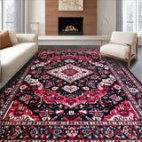 Striking Low Pile Abstract Print(Red)