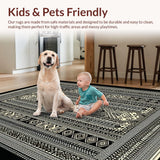 Ultra Soft Area Rug, Non Slip, Stain Resistant, Washable Area Rugs for Living Room, Bedroom, Modern Monochrome Trellis Artwork(Gray)