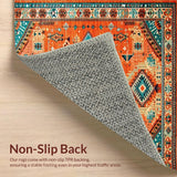 Ultra Soft Area Rug, Non Slip, Stain Resistant, Washable Area Rugs for Living Room, Bedroom, Playful Rustic Diamond Arrangement(Orange)