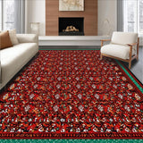 Ultra Soft Area Rug, Non Slip, Stain Resistant, Washable Area Rugs for Living Room, Bedroom, Playful Surrealist Floral Composition(Red)
