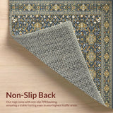 Ultra Soft Area Rug, Non Slip, Stain Resistant, Washable Area Rugs for Living Room, Bedroom, Elegant Floral Patterned Motif(Gray)
