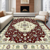Ultra Soft Area Rug, Non Slip, Stain Resistant, Washable Area Rugs for Living Room, Bedroom, Traditional Medallion Indoor Area in Deep Maroon and Cream(Red)